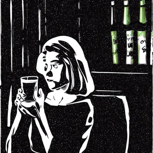 Image similar to drinking on stage, in the style of scanner darkly, cell shaded