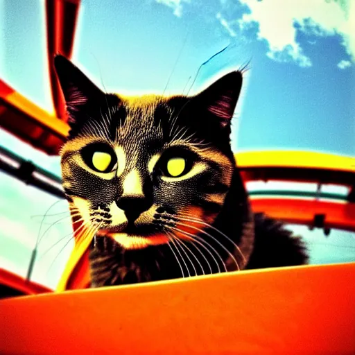 Image similar to !!! cat!!!, ( ferris wheel ), feline, sitting, riding, award winning photo