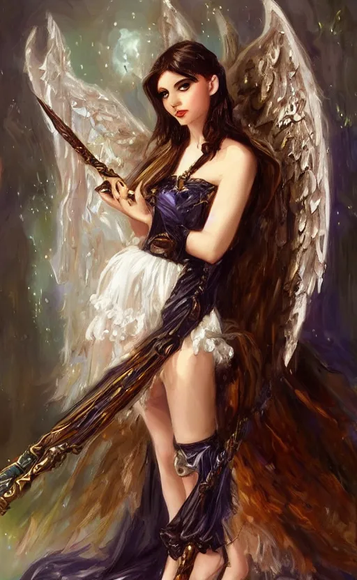 Image similar to Alchemy Angel knight gothic girl. By Konstantin Razumov, highly detailded