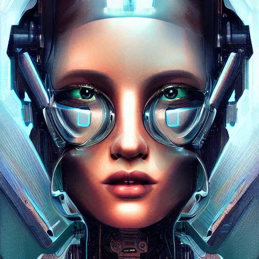 Prompt: portrait of a cyberpunk art deco girl, sci-fi, fantasy, intricate, elegant, highly detailed, digital painting, artstation, smooth, sharp focus, illustration