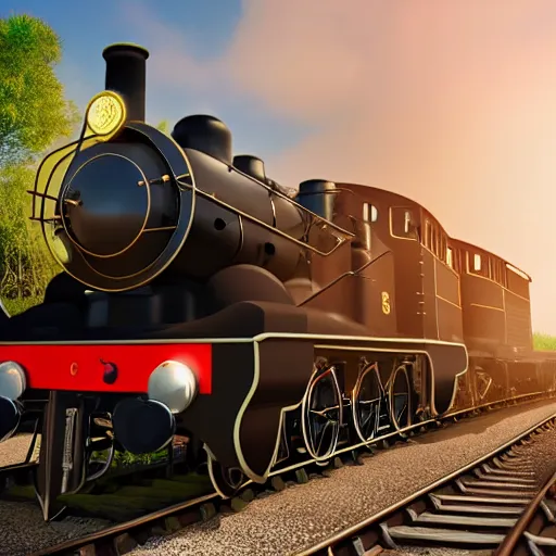 Prompt: a steam engine train at a station platform, highly detailed, photorealistic portrait, bright studio setting, studio lighting, crisp quality and light reflections, unreal engine 5 quality render