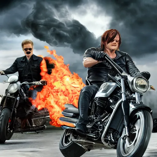 Image similar to Norman reedus As Ghostrider hyper realistic 4K quality