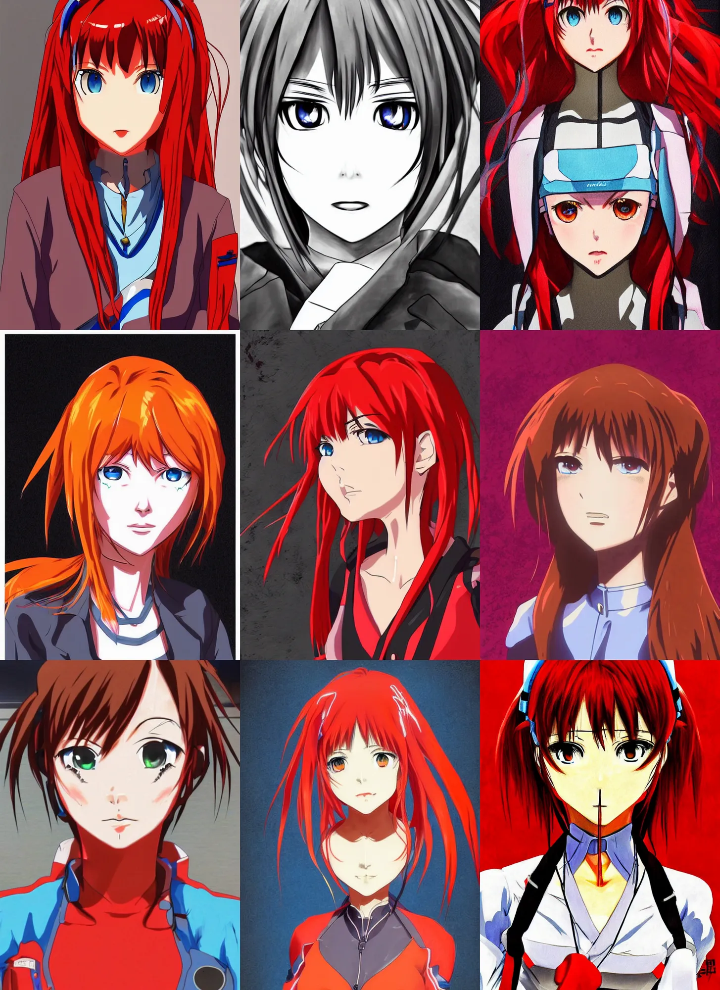 Prompt: asuka from neon genesis evangelion! red dead redemption art style, semi realistic anime, portrait, beautiful face, symmetrical face