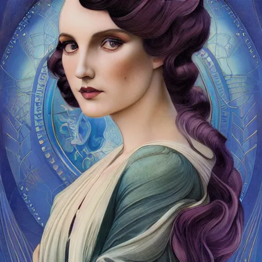 Prompt: an art nouveau, ( streamline moderne ), multi - racial portrait in the style of anna dittmann and gaston bussiere and chanthara. very large, clear, expressive, and intelligent eyes. centered, ultrasharp focus, dramatic lighting, photorealistic digital matte painting, intricate symmetrical ultra detailed background.