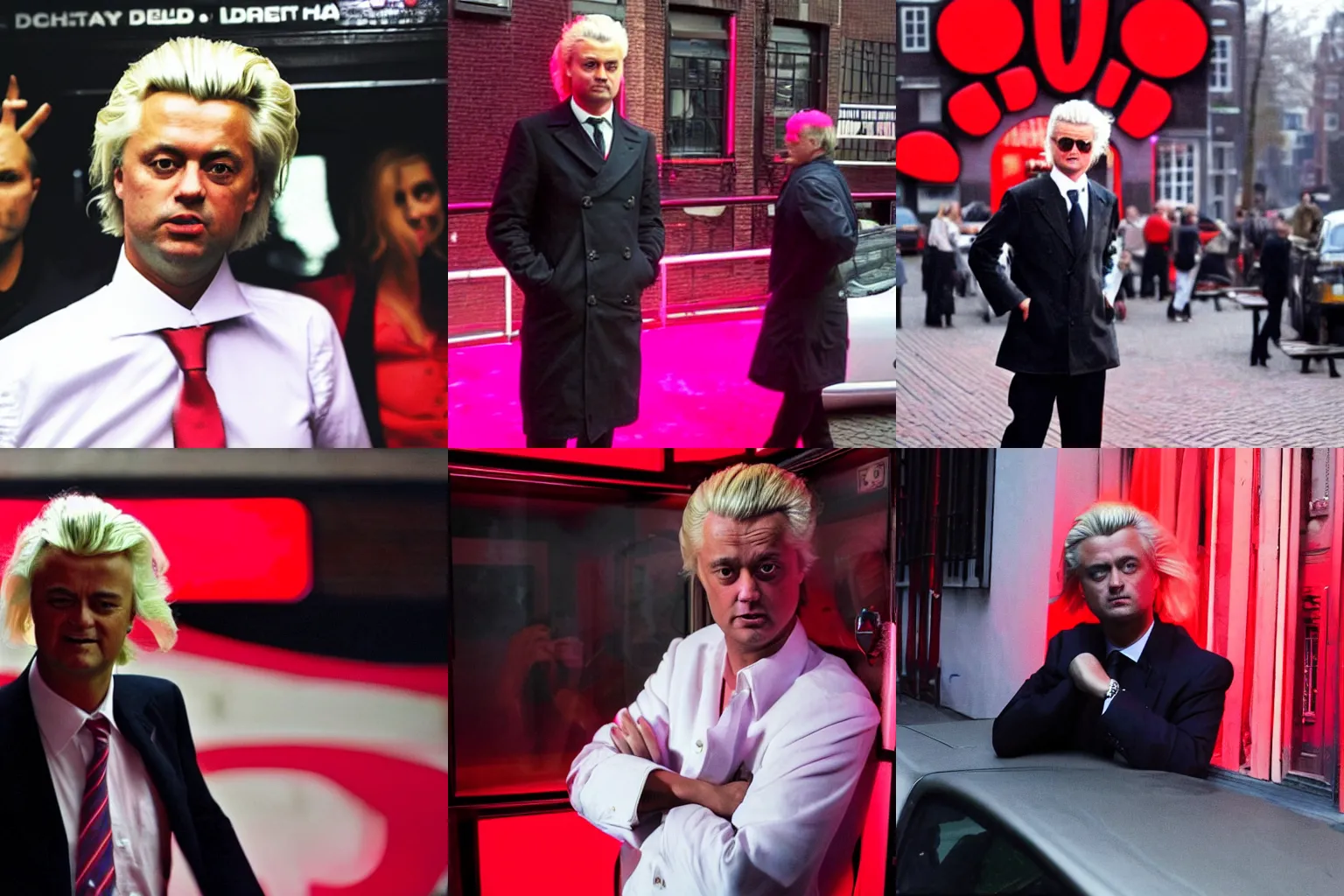 Prompt: Geert Wilders pimpin in the red light district