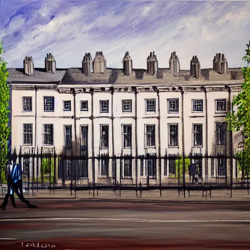Prompt: A painting of ten downing street 2090, 4k Ultra HD