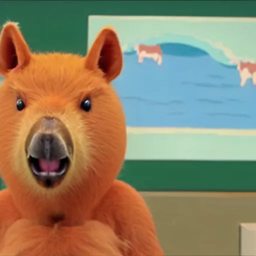 Image similar to a still of an Adult Swim Tv show about a anthropomorphic Capybara, created by Eric Andre