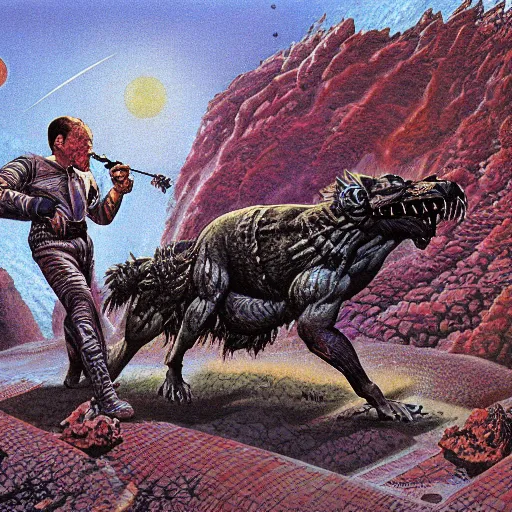 Prompt: gnoll, vintage sci - fi art, by ed emschwiller