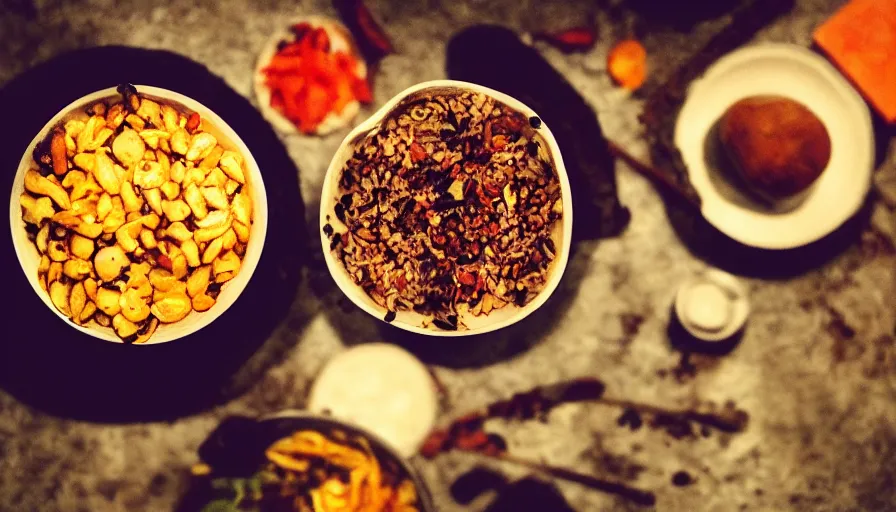 Image similar to budha bowl, food photography, cinematic, instagram