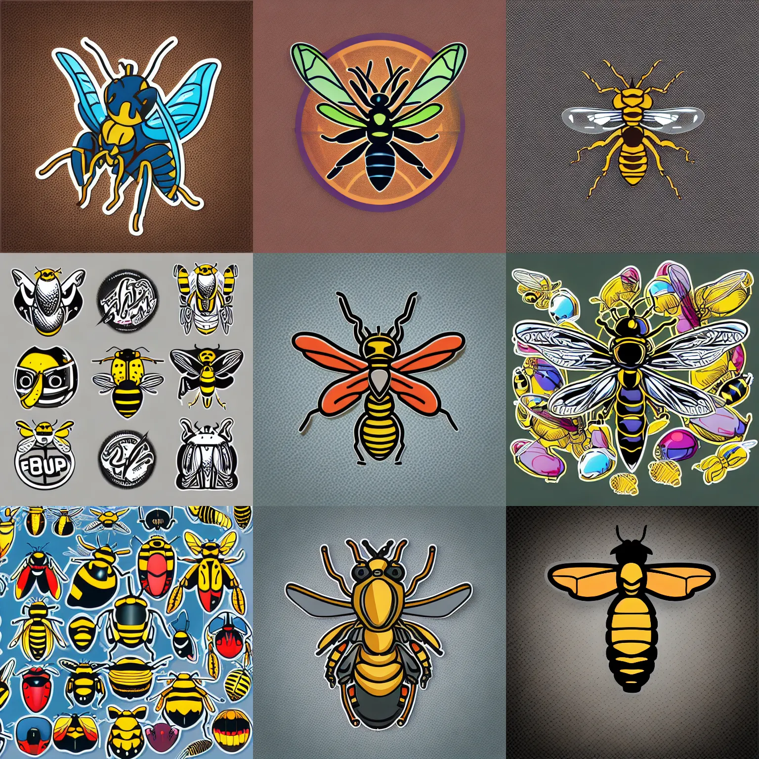 Image similar to “ aggressive wasp, full body mascot, sticker, highly detailed, colorful, illustration, smooth and clean vector curves, no jagged lines, low noise, vector art, logo ”