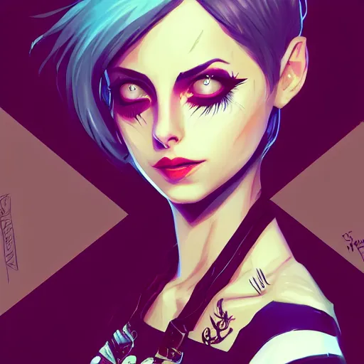 Image similar to a portrait of a beautiful willa holland as a punk, art by lois van baarle and loish and ross tran and rossdraws and sam yang and samdoesarts and artgerm, digital art, highly detailed, intricate, sharp focus, trending on artstation hq, deviantart, unreal engine 5, 4 k uhd image