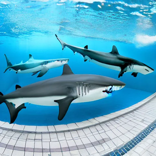 Image similar to sharks in a swimming pool