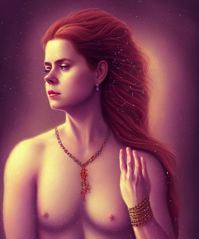 Image similar to Amy Adams meditating with beads and crystals, portrait, intricate, elegant, highly detailed, digital painting, artstation, concept art, smooth, sharp focus, illustration, in the style of Michelangelo