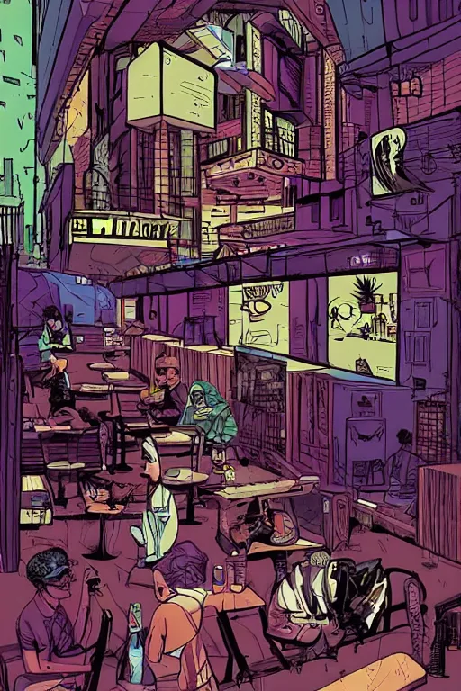 Image similar to cyberpunk cafe by Gabriel Ba 50