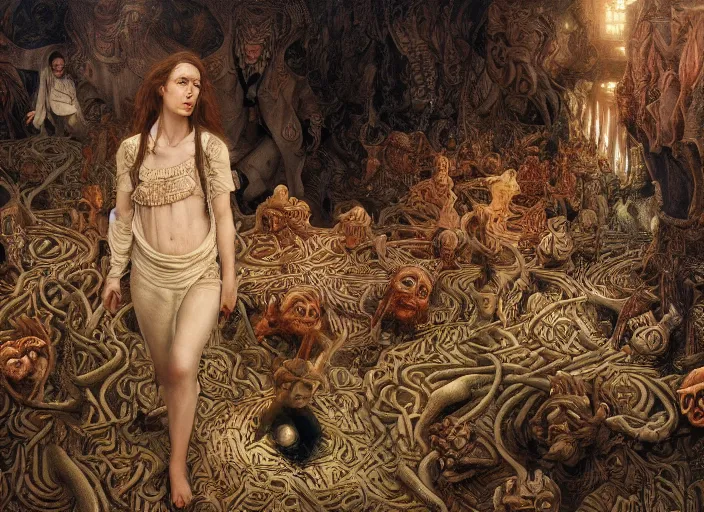 Image similar to jim henson's labyrinth maze by edgar maxence and caravaggio and michael whelan and delacroix style, artistic, intricate painting, cinematic lighting, hyper realistic, extremely detailed, establishing shot, 8 k resolution, dramatic lighting