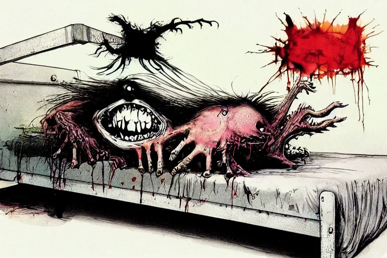 Image similar to monster under the bed by ralph steadman