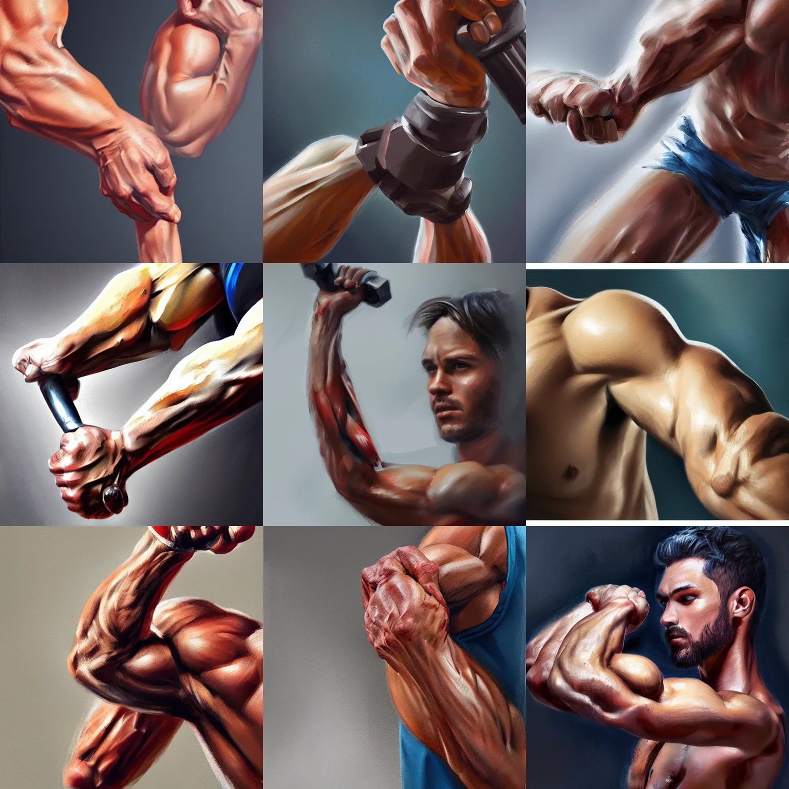 Prompt: detailed panting of a strong arm doing 💪 highly rendered, digital painting, painterly, artstationhd, artgerm