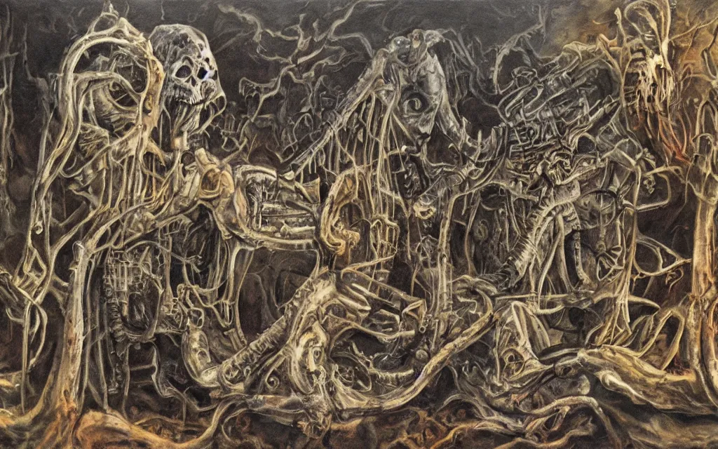 Image similar to haunted prehistoric machine ghosts of ancient science, award winning painting