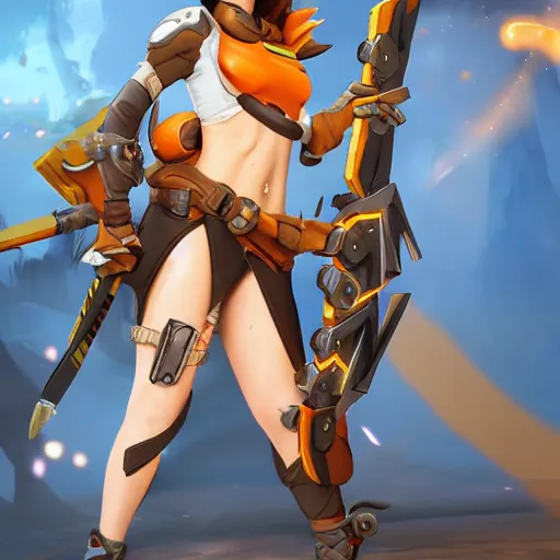 Image similar to tracer from overwatch as a barbarian