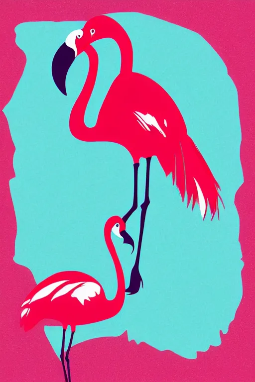 Prompt: Vector based poster of a gangster flamingo in the style of die cut sticker, color, high resolution, vector art