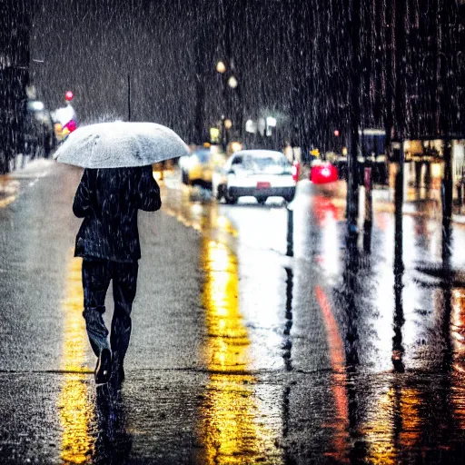 Prompt: a headless man walking on a rainy street, photography, movie still, dslr 5 5 mm, 4 k