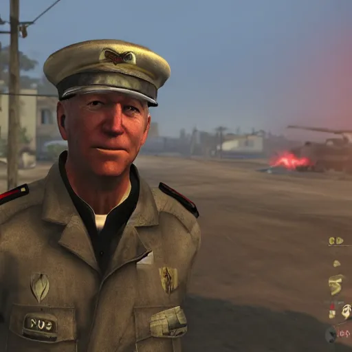 Image similar to video game screenshot of joe biden in Rising Storm 2