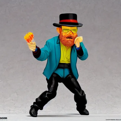 Image similar to werner karl heisenberg cooking crystal meth, stop motion vinyl action figure, plastic, toy, butcher billy style