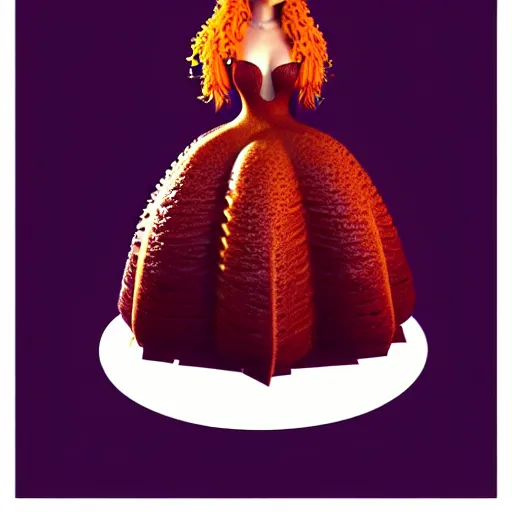 Prompt: portrait of a bundt cake wearing a dress, digital art, painting, 8k, trending on artstation