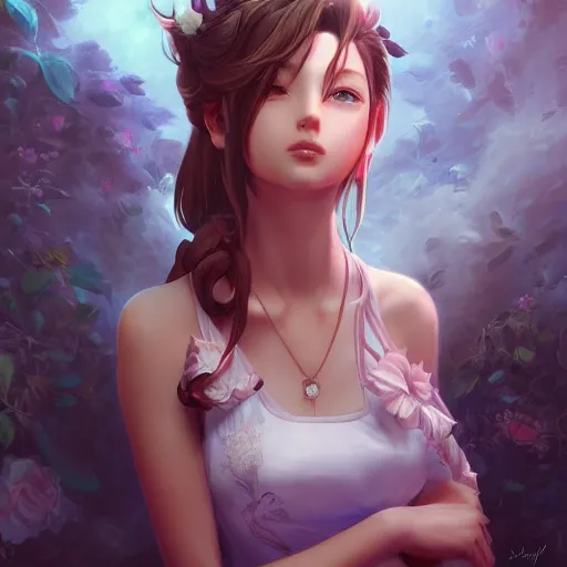 Image similar to aerith gainsborough by Stanley Artgerm Lau, WLOP, Rossdraws, James Jean, Andrei Riabovitchev, Marc Simonetti, trending on artstation