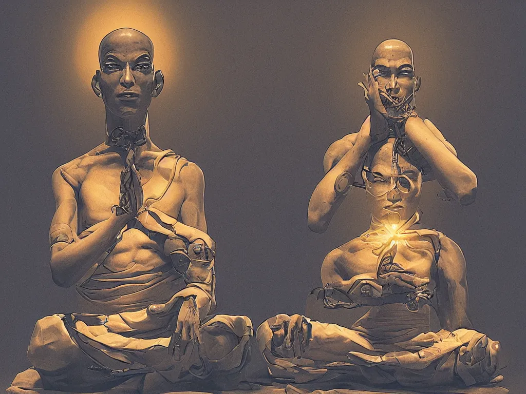 Image similar to A cyborg monk finding enlightenment in the futurw