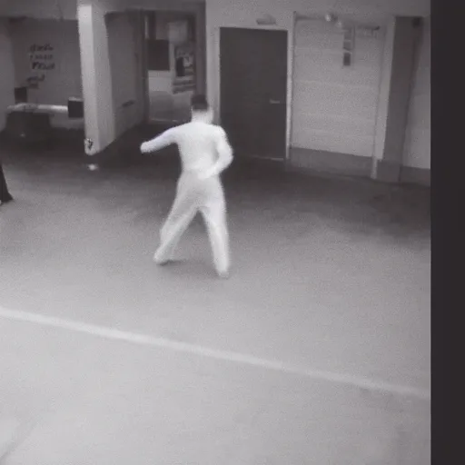 Image similar to cctv footage of a spirit attacking a person