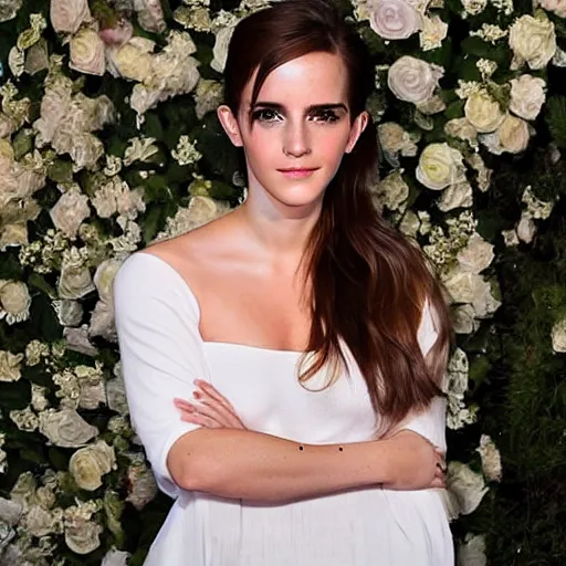 Prompt: a full - figure profile photograph of a woman who is a genetic combination of emma watson and kim kardashian