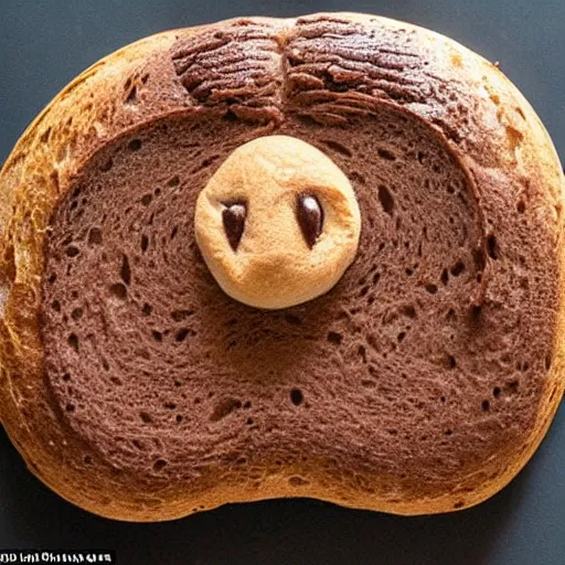 Image similar to bread that looks like a chocolate ice - cream with a face