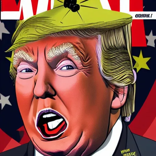 Image similar to Donald Trump on the cover of MAD MAGAZINE coverart stly Al Gaffee