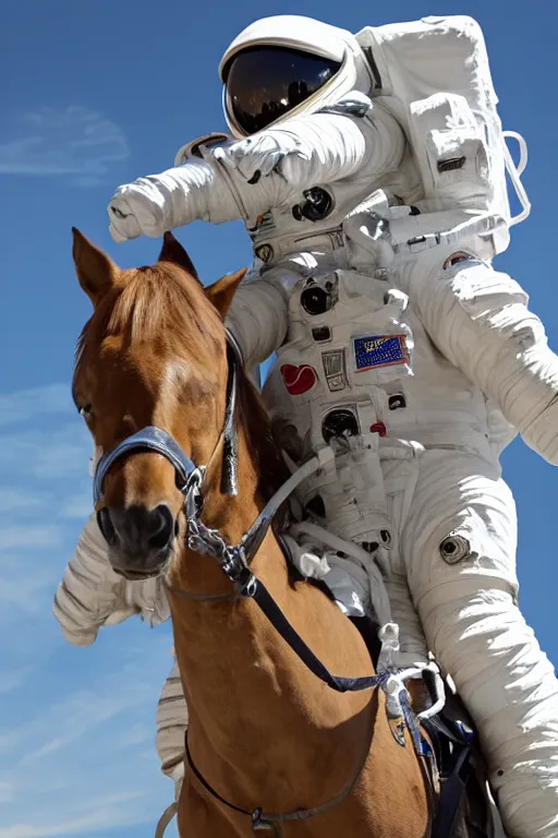 Image similar to astronaut carries on his shoulders a astronaut riding horse