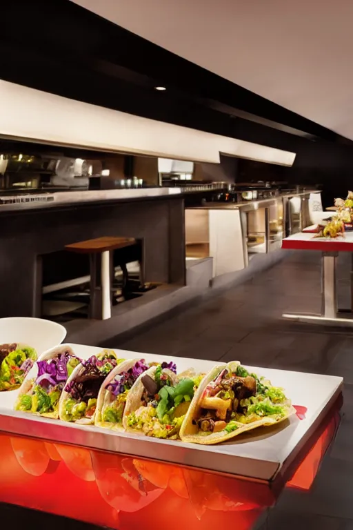 Prompt: Taco Bell served at modernist cuisine michelin restaurant, award winning food photography.
