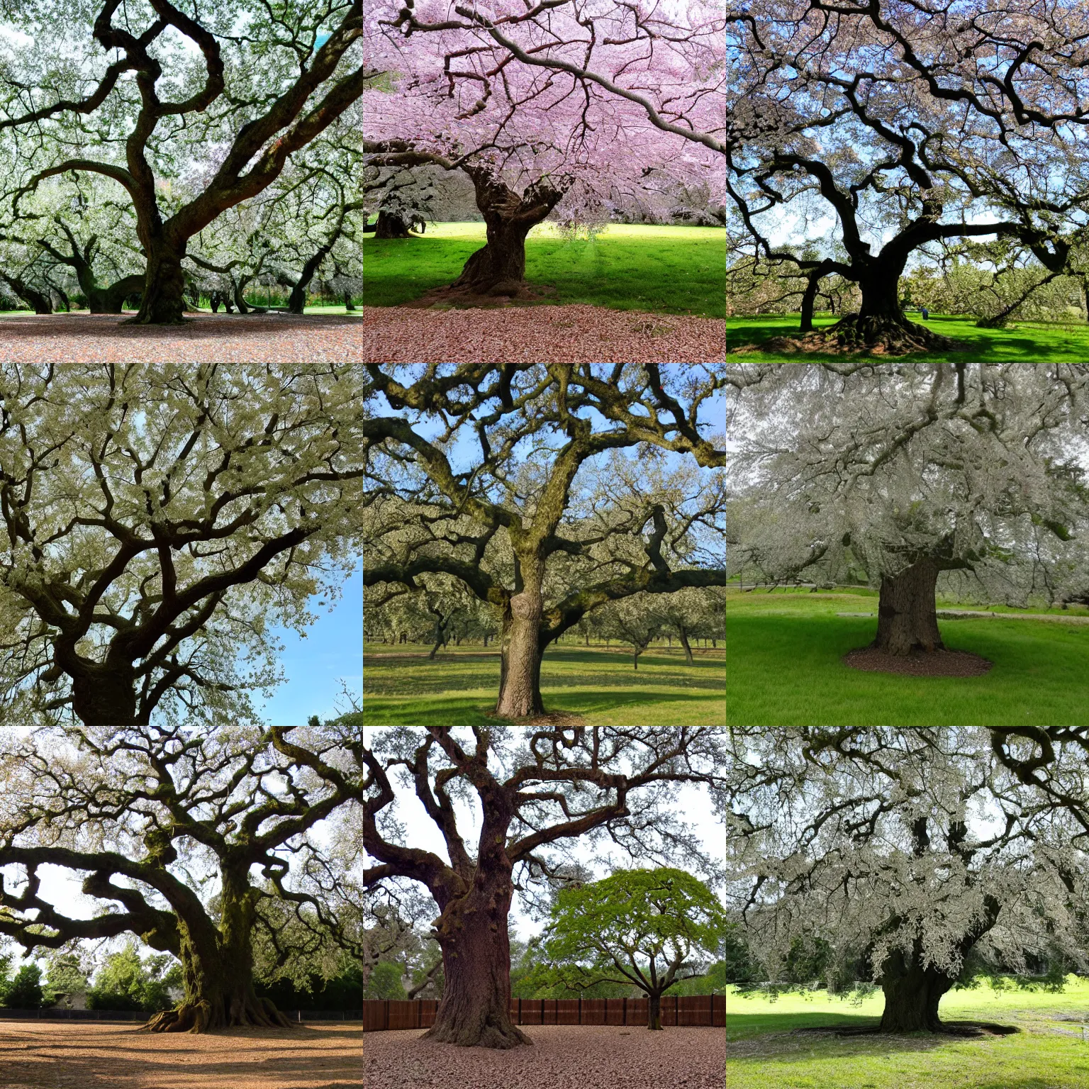 Prompt: a hybrid between oak and cherry tree