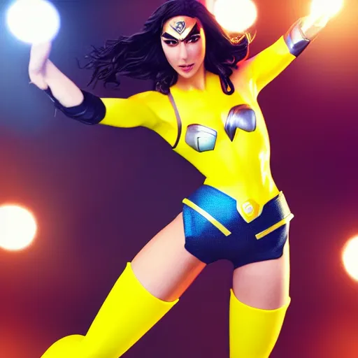 Prompt: gal gadot cosplay as picachu, professional photography, action shot, studio lighting, motion blur, hyper detailed, trending on artstation