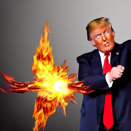 Image similar to donald trump casting fireballs,