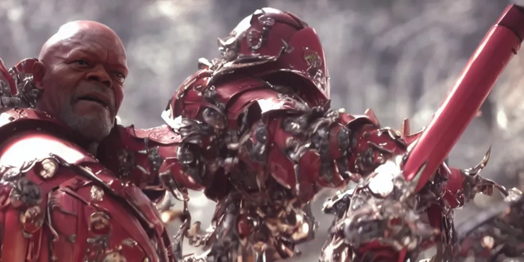 Prompt: a film still of samuel l. jackson starring in a japanese blockbuster film as yoshimitsu, shallow depth of field, cinematic, award winning cgi, vfx, film still