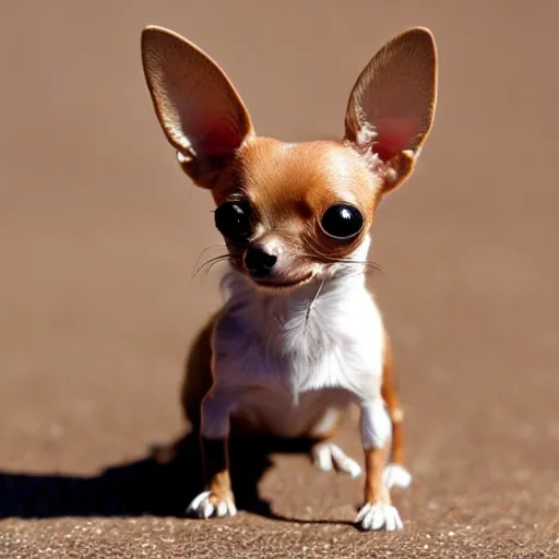 Prompt: photo of an ant chihuahua hybrid