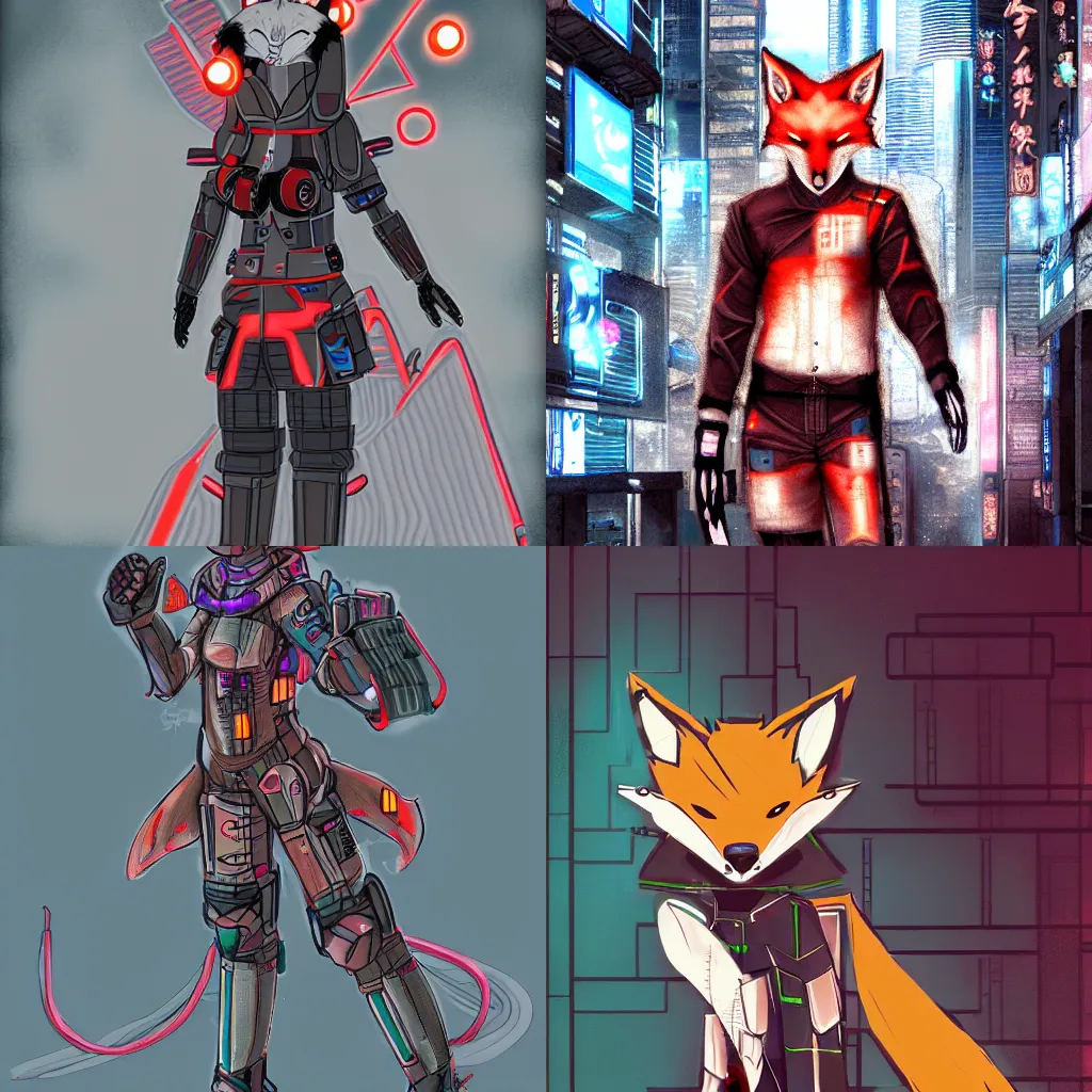 Image similar to Japanese themed cyberpunk fox by seerlight