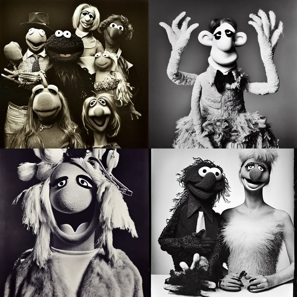 Prompt: The Muppet Show as photographed by Joel Peter Witkin