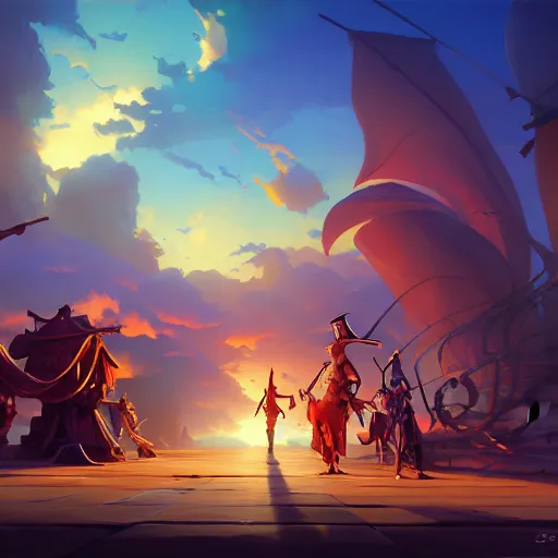 Image similar to annual pirates board meeting, cgsociety, fantasy art, 2 d game art, concept art, heavenly lighting, retrowave, behance hd, concept art by jesper ejsing, by rhads, makoto shinkai cyril rolando, madgwick, cory loftis, anime studio and pixar animation studio and disney