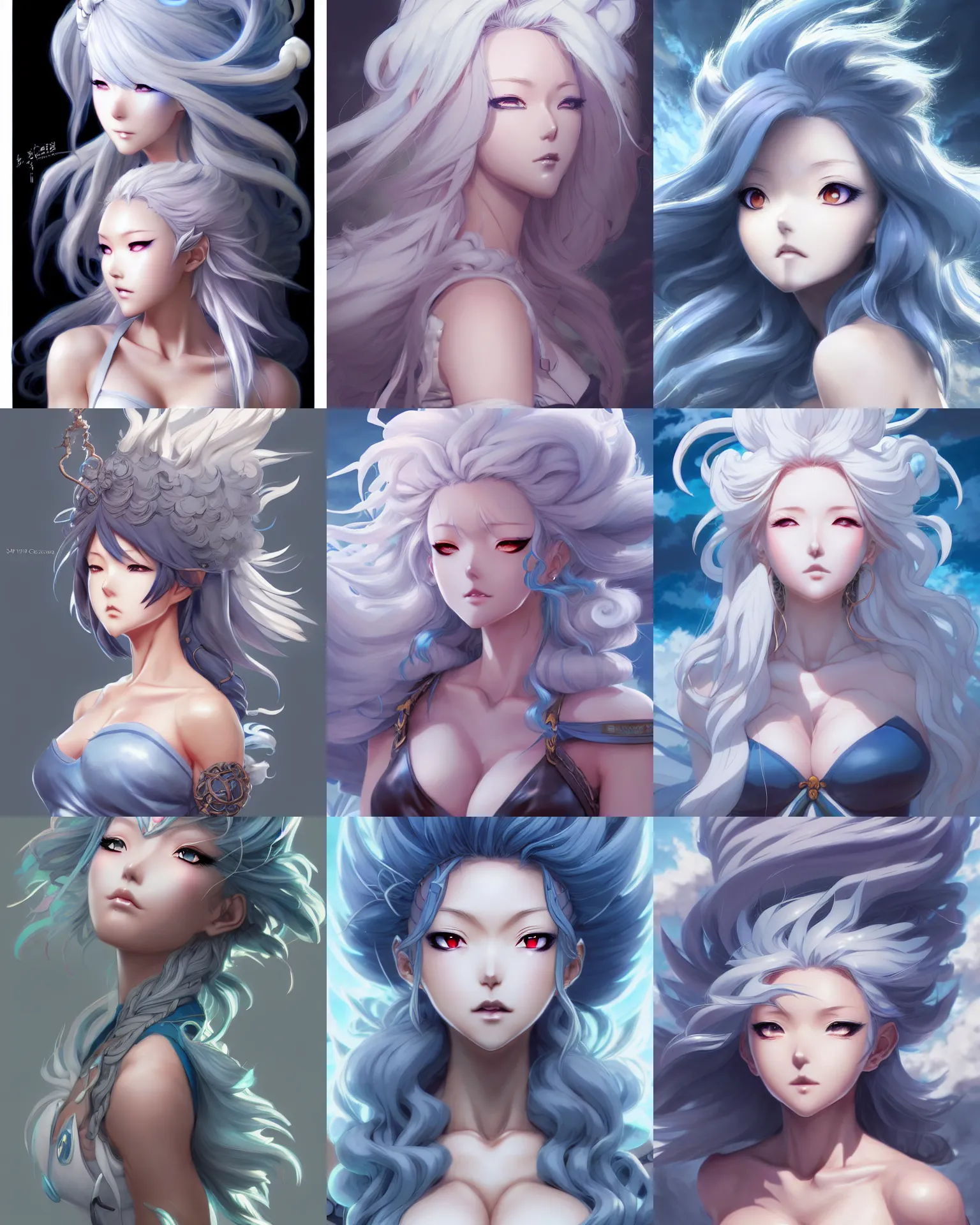 Prompt: character concept art of an anime stormy cloud goddess | | cute - fine - face, pretty face, realistic shaded perfect face, fine details by hyeyoung kim, stanley artgerm lau, wlop, rossdraws, james jean, andrei riabovitchev, marc simonetti, and sakimichan, tranding on artstation