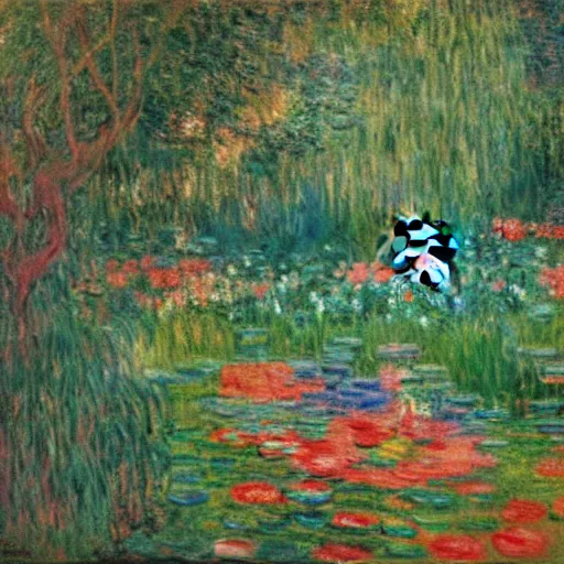 Prompt: mickey mouse in the garden of eden, oil painting by monet, masterpiece