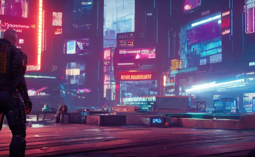 Image similar to cyberpunk 2077 in game screenshot, the afterlife club