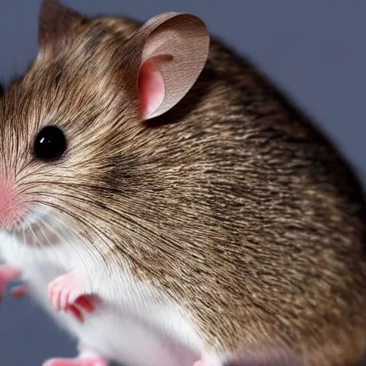 Image similar to hybrid between a hamster and a mouse, close up photo