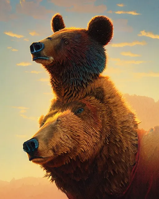 Prompt: highly detailed surreal vfx portrait of a cattlepunk bear, stephen bliss, unreal engine, greg rutkowski, loish, rhads, beeple, makoto shinkai and lois van baarle, ilya kuvshinov, rossdraws, tom bagshaw, alphonse mucha, global illumination, detailed and intricate environment