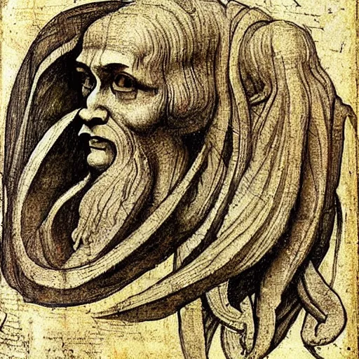 Image similar to leonardo da vinci's manuscript on cthulhu